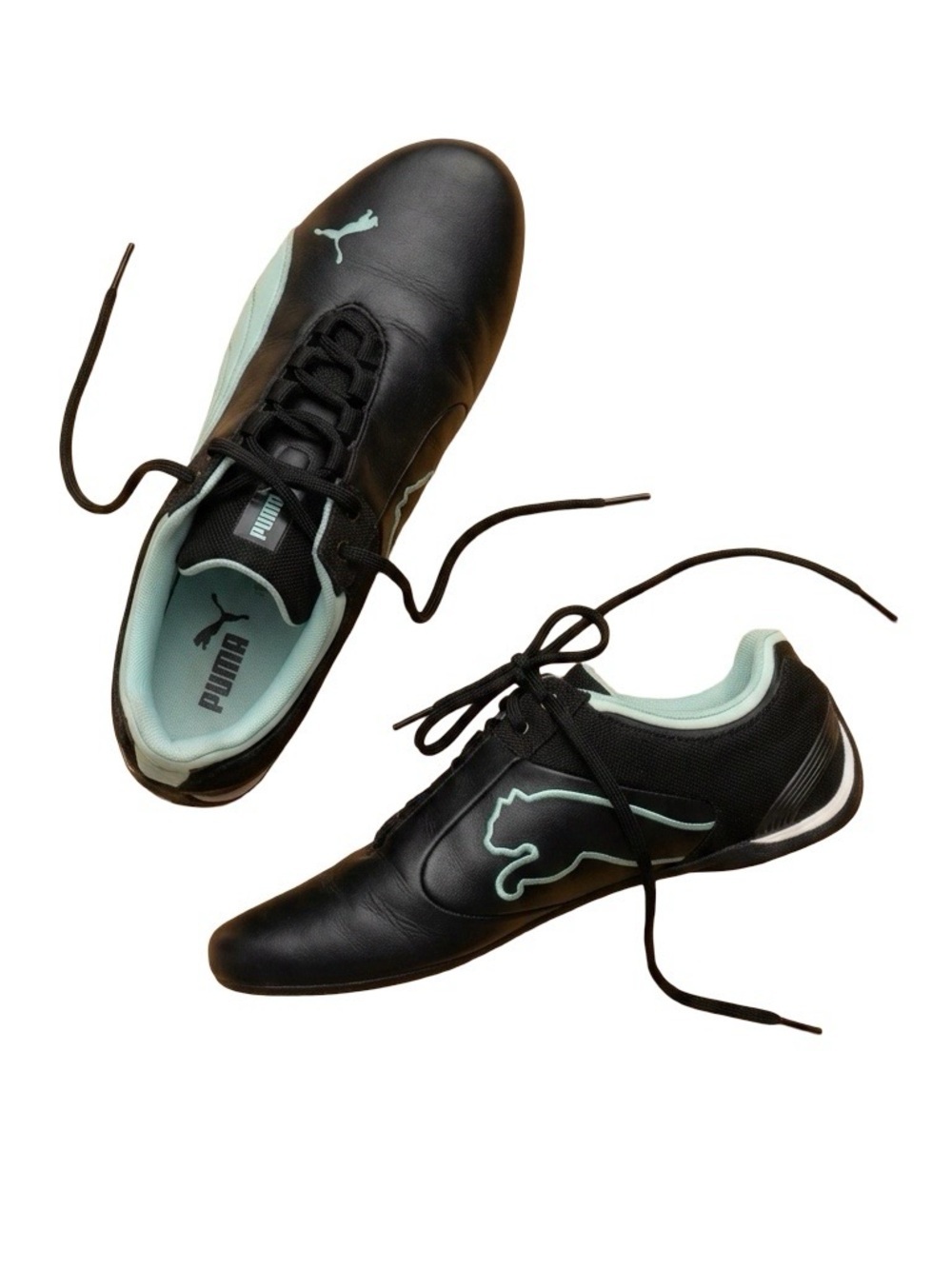 Puma Ballerina Low Profile Sneakers Athletic Flats Side Ties BTS Black Mint 8